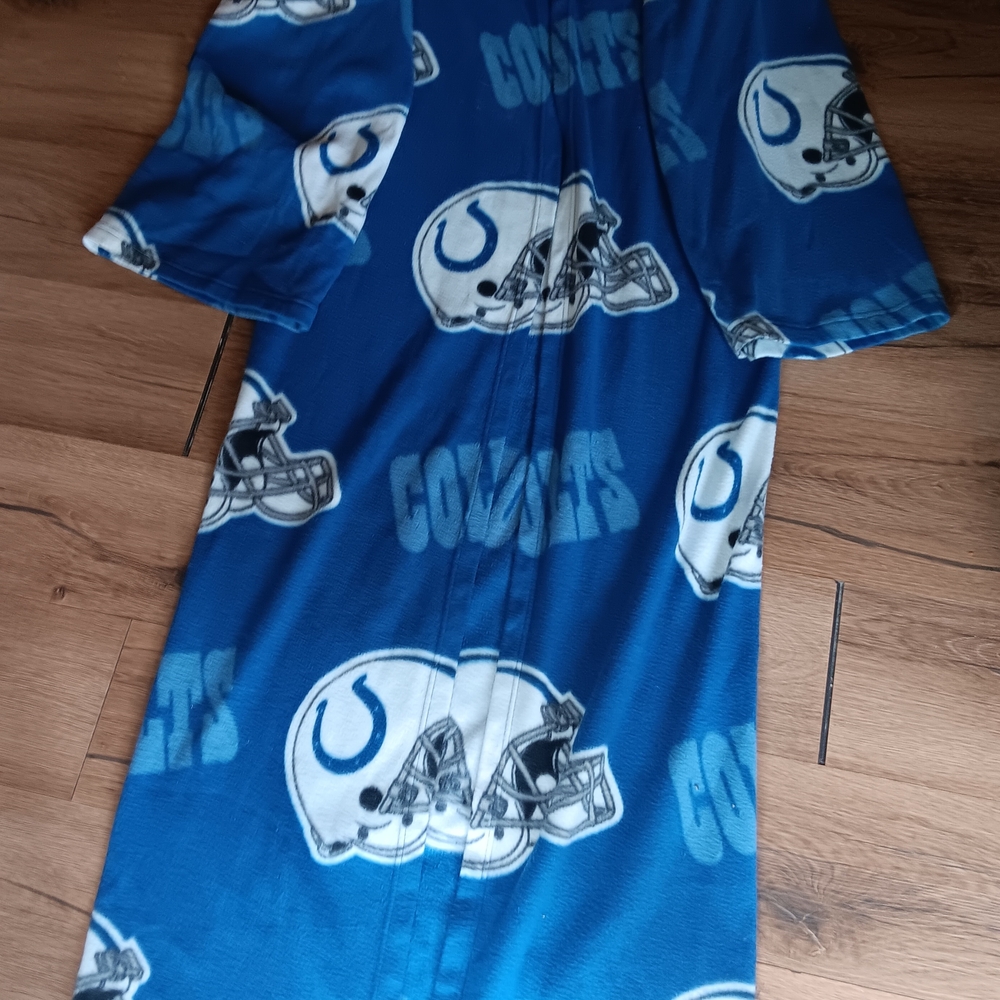 UNISEX WEAR Blue Colts Fleece Robe with Helmet Design